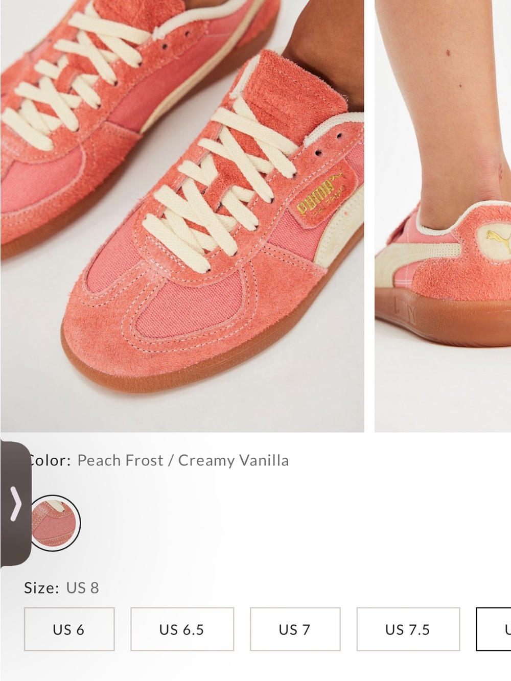 Puma Women's Peach Suede & Canvas Sneakers with Cream Accents